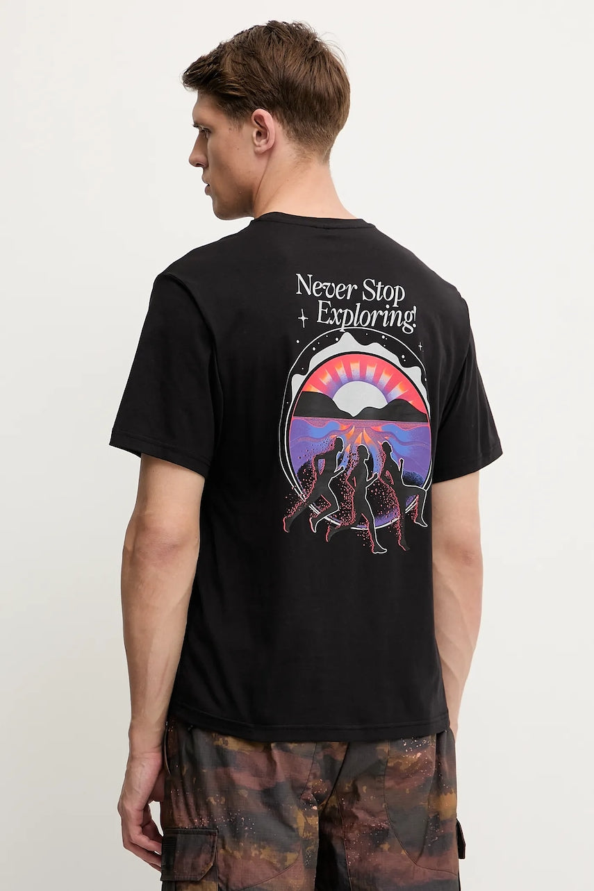 Bombažna kratka majica The North Face Never Stop Relaxed moška, črna barva, NF0A8C3AJK31