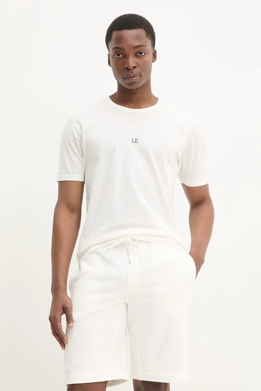 Pamučna majica C.P. Company za muškarce, boja: bež, s tiskom, 18CMTS088A006374G