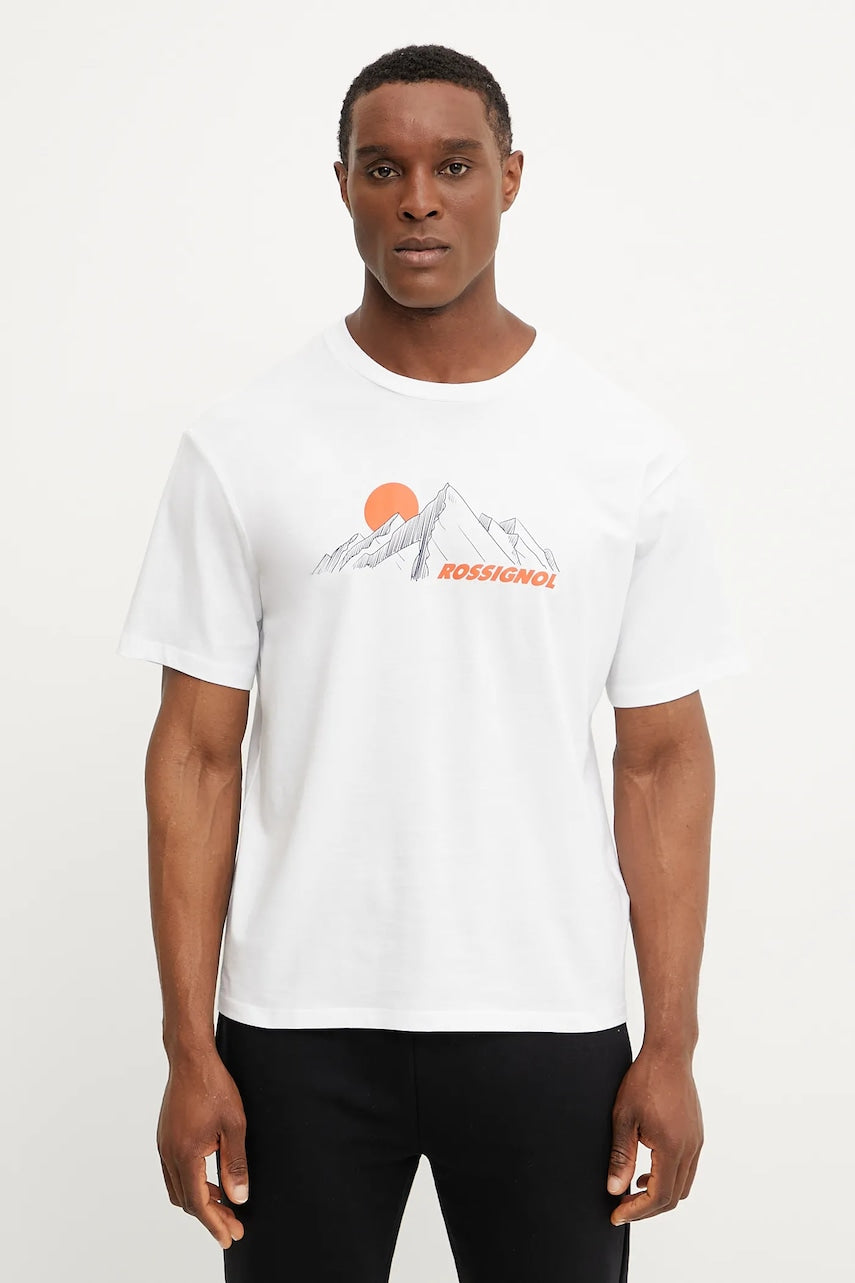 Bombažna kratka majica Rossignol Waterfall moška, bela barva, RLNMY24