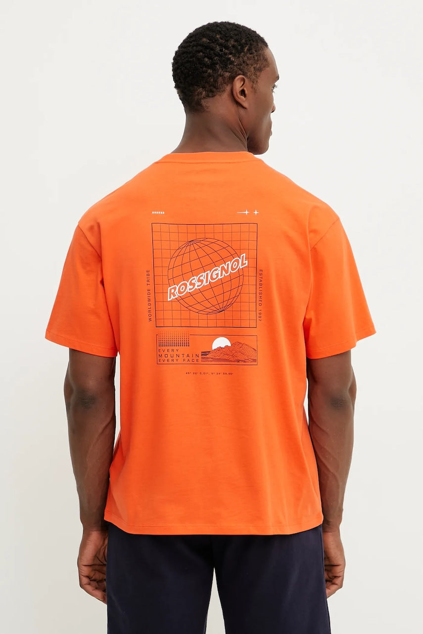 Bombažna kratka majica Rossignol Waterfall moška, oranžna barva, RLNMY24