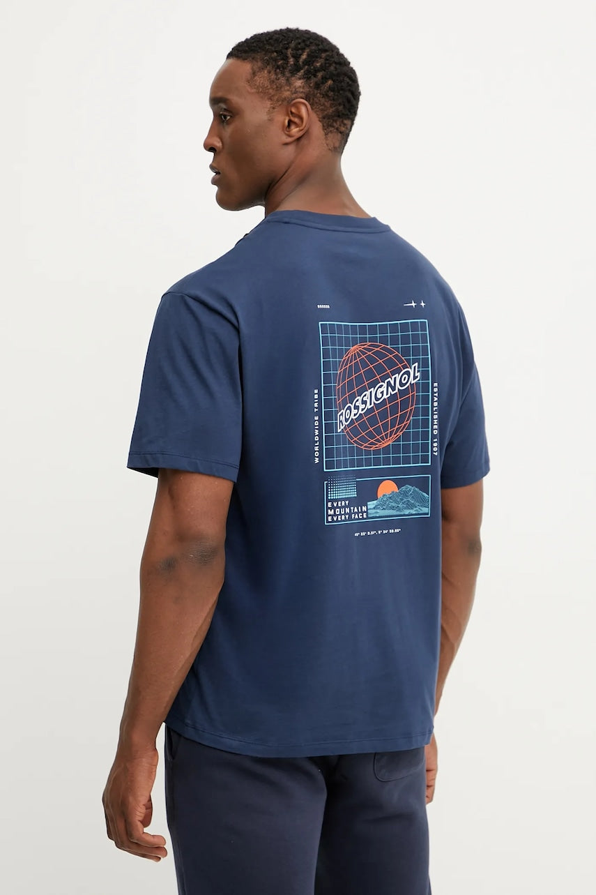 Pamučna majica Rossignol Waterfall za muškarce, boja: tamno plava, s tiskom, RLNMY24