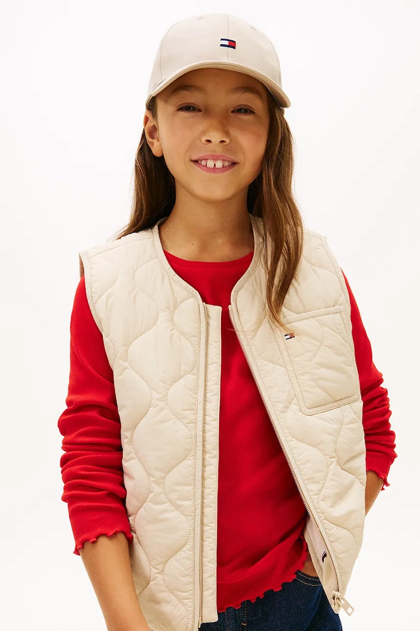 Otroška baseball kapa Tommy Hilfiger bež barva, KA0KA00025