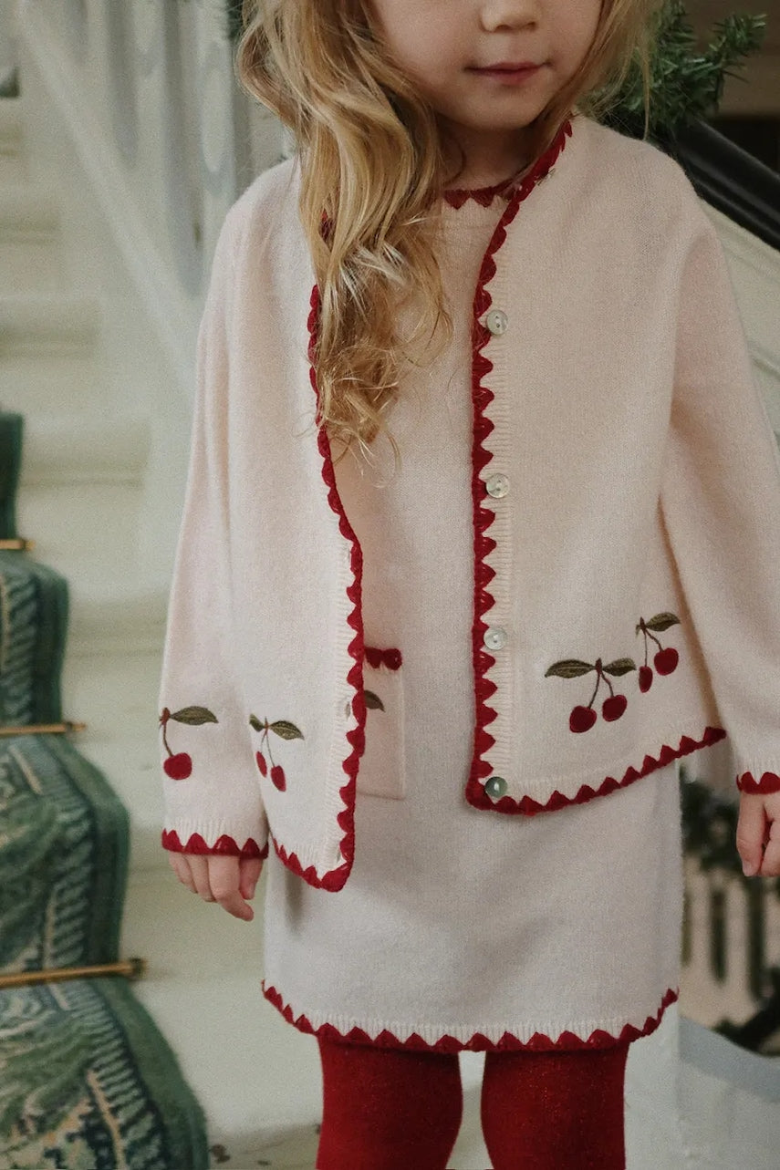 Otroška volnena jopica Konges Sløjd COLLETTE CARDIGAN bež barva, KS104270