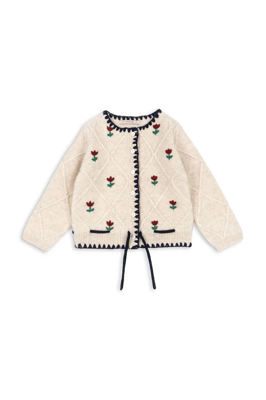 Otroška bombažna jopica Konges Sløjd ISKA CARDIGAN bež barva, KS104315