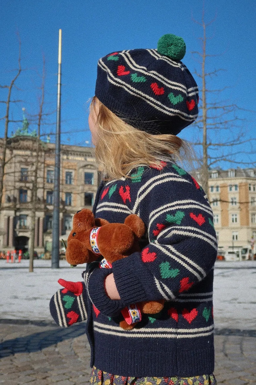 Dječji kardigan s dodatkom vune Konges Sløjd BELOU KNIT CARDIGAN boja: tamno plava, KS104225