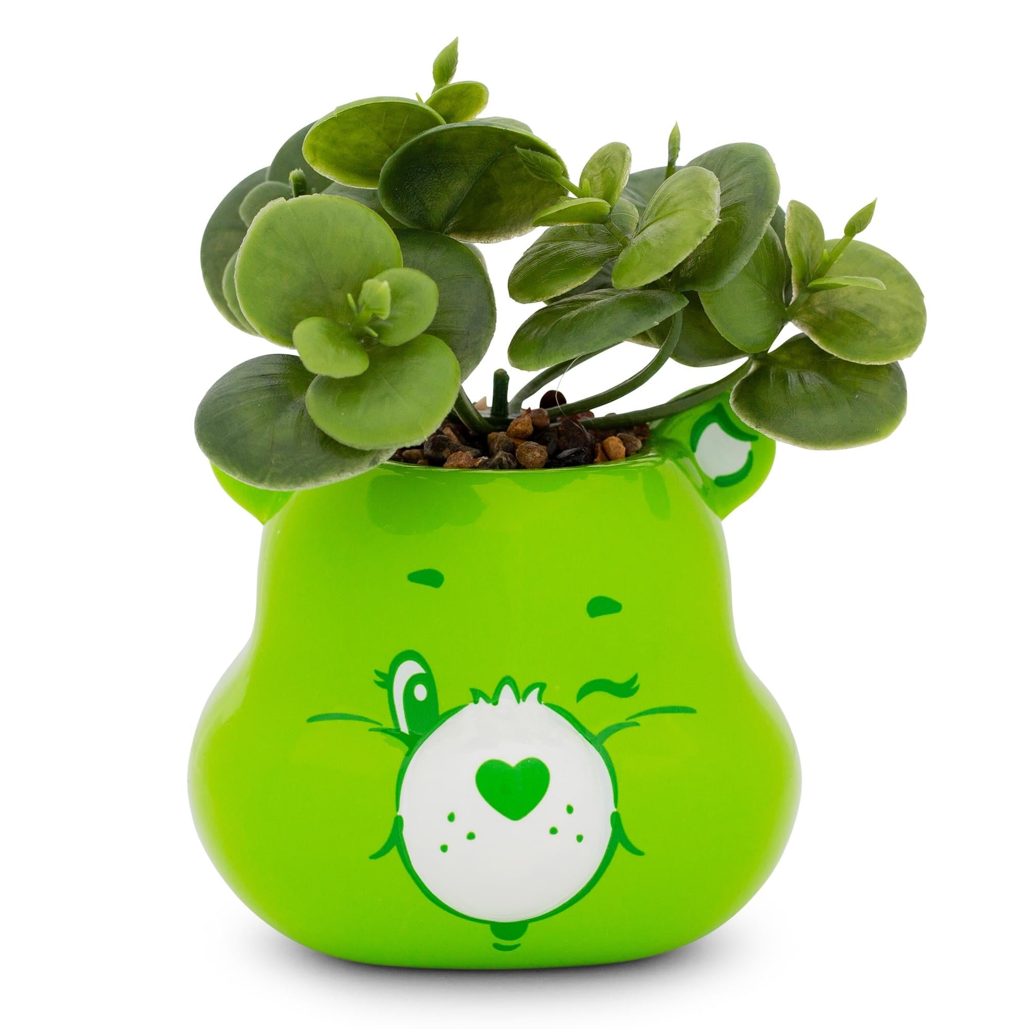 Care Bears Good Luck Bear 5" Ceramic Mini Planter With Artificial Succulent