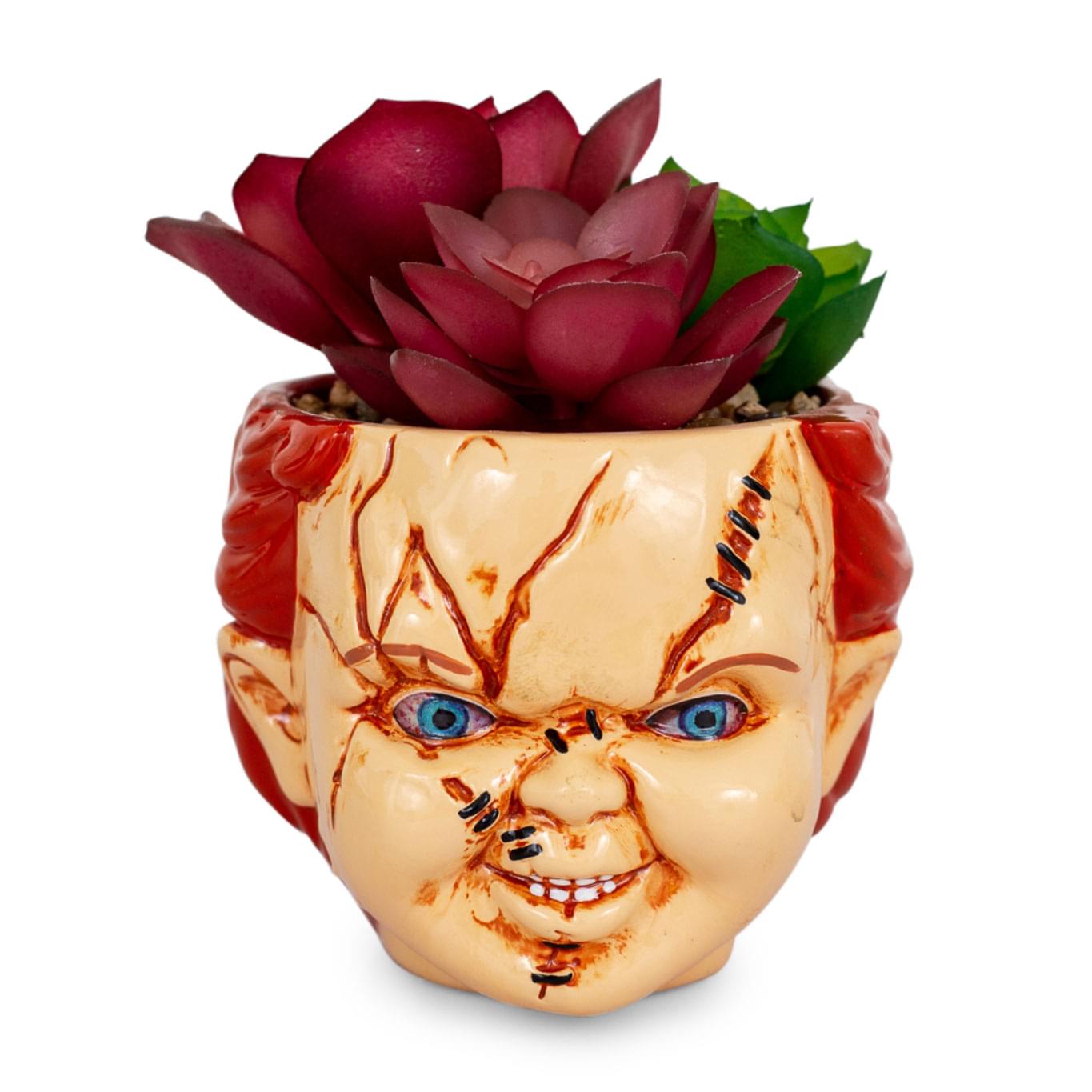 Child's Play Chucky 3" Ceramic Mini Planter with Artificial Succulent