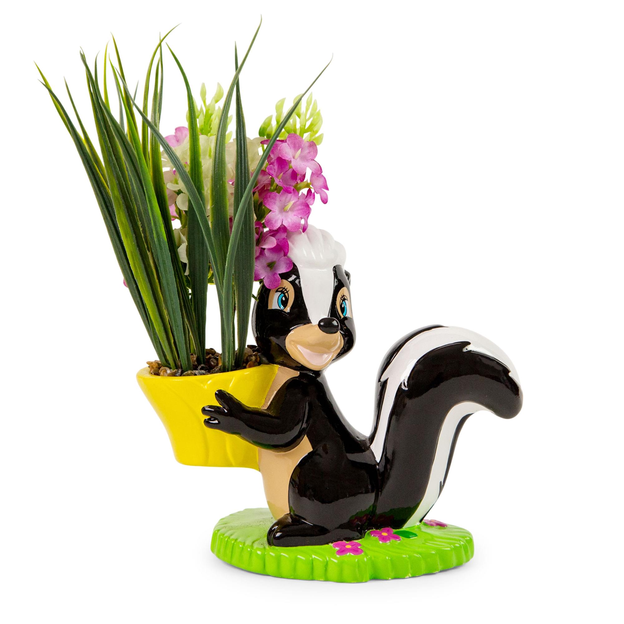 Disney Bambi Flower Skunk 6" Ceramic Planter With Artificial Succulent