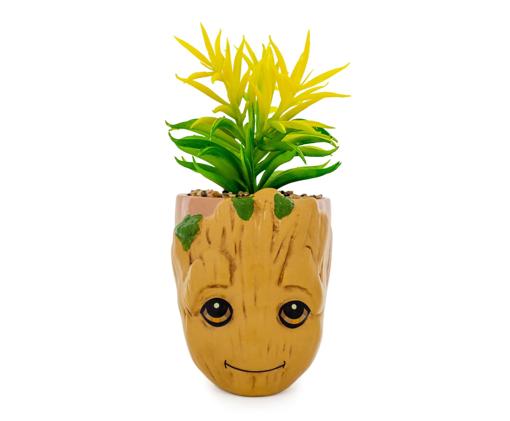 Marvel Guardians of the Galaxy Groot 4.8 x 4.25 x 7.6 Inch Ceramic Planter w- Artificial Plant
