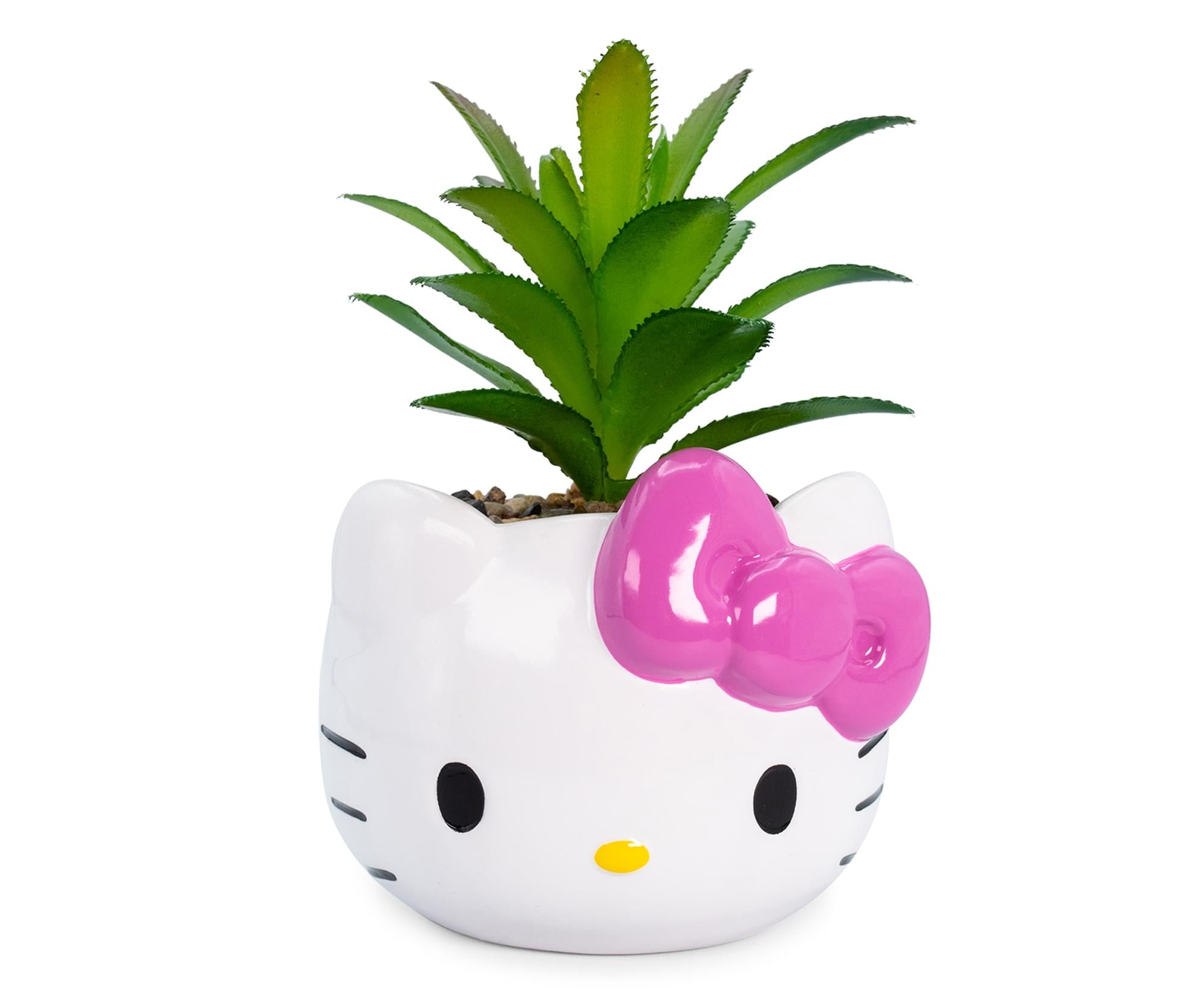 Sanrio Hello Kitty Face 3" Ceramic Mini Planter with Artificial Succulent