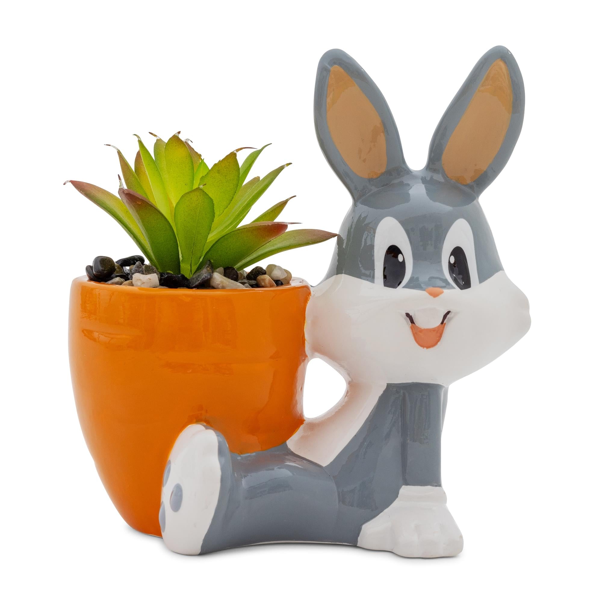 Looney Tunes Bugs Bunny 5" Ceramic Mini Planter With Artificial Succulent