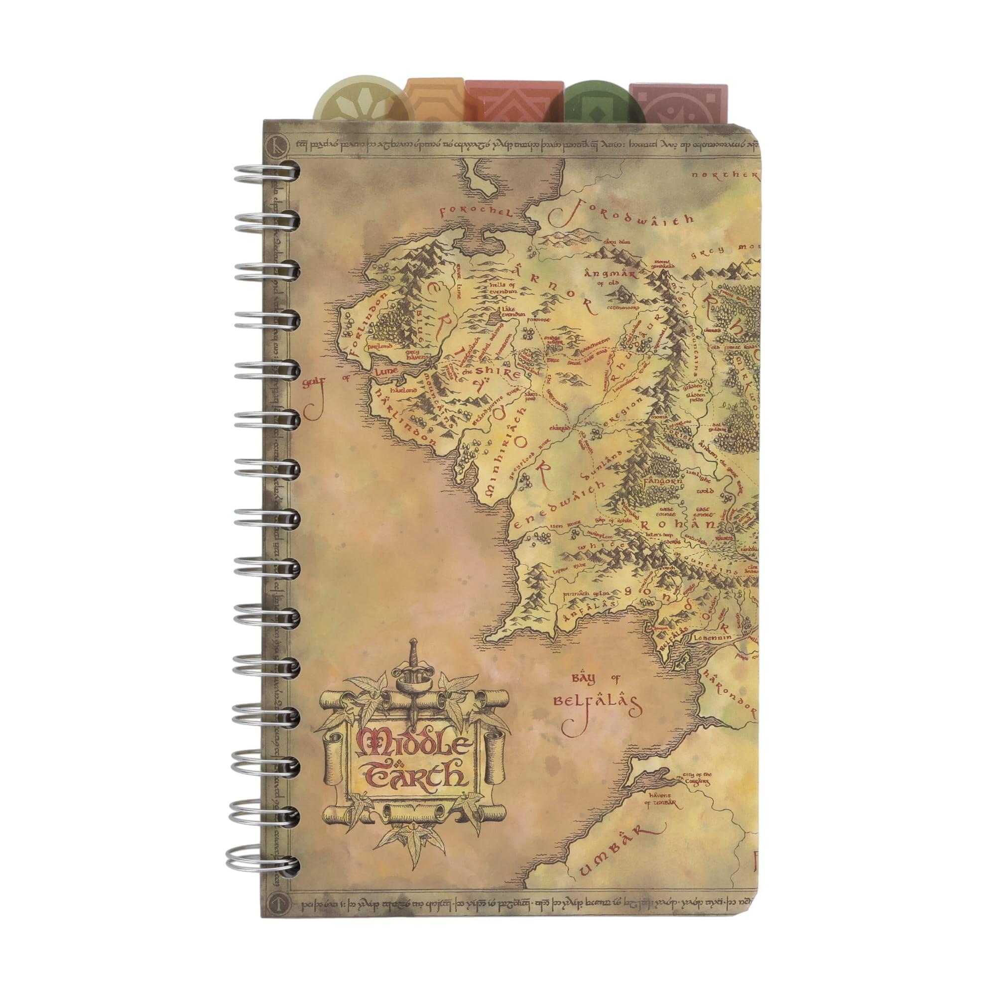 The Lord Of The Rings Map Of Middle-earth 5-Tab Spiral Notebook With 75 Sheets
