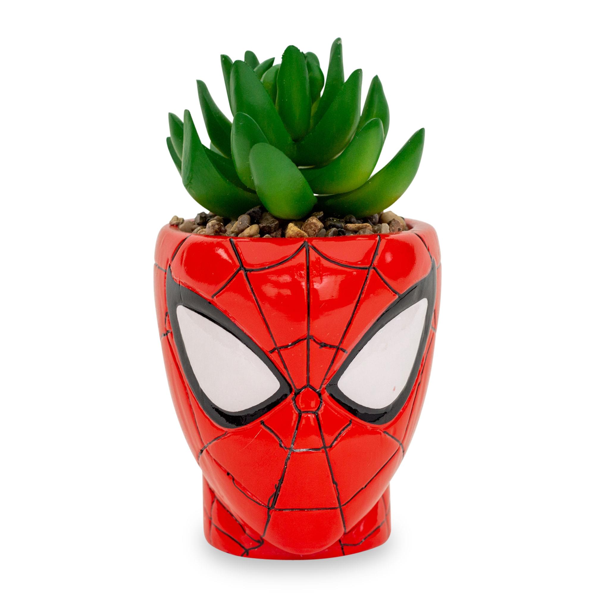 Marvel Comics Spider-Man 3" Ceramic Mini Planter With Artificial Succulent