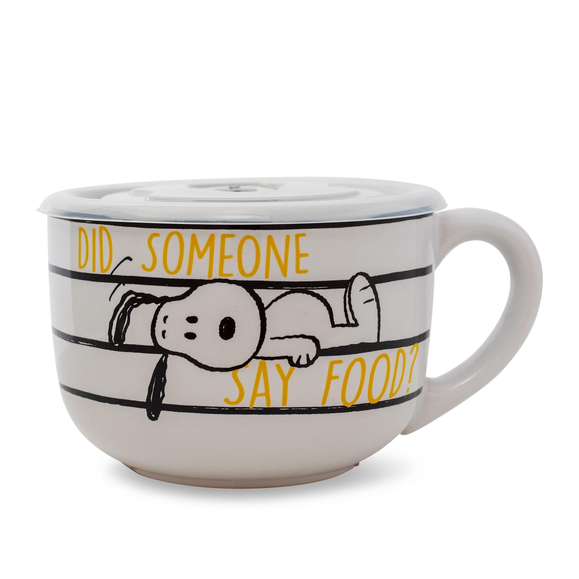 Peanuts Snoopy "Did Someone Say Food?" Ceramic Soup Mug With Vented Lid