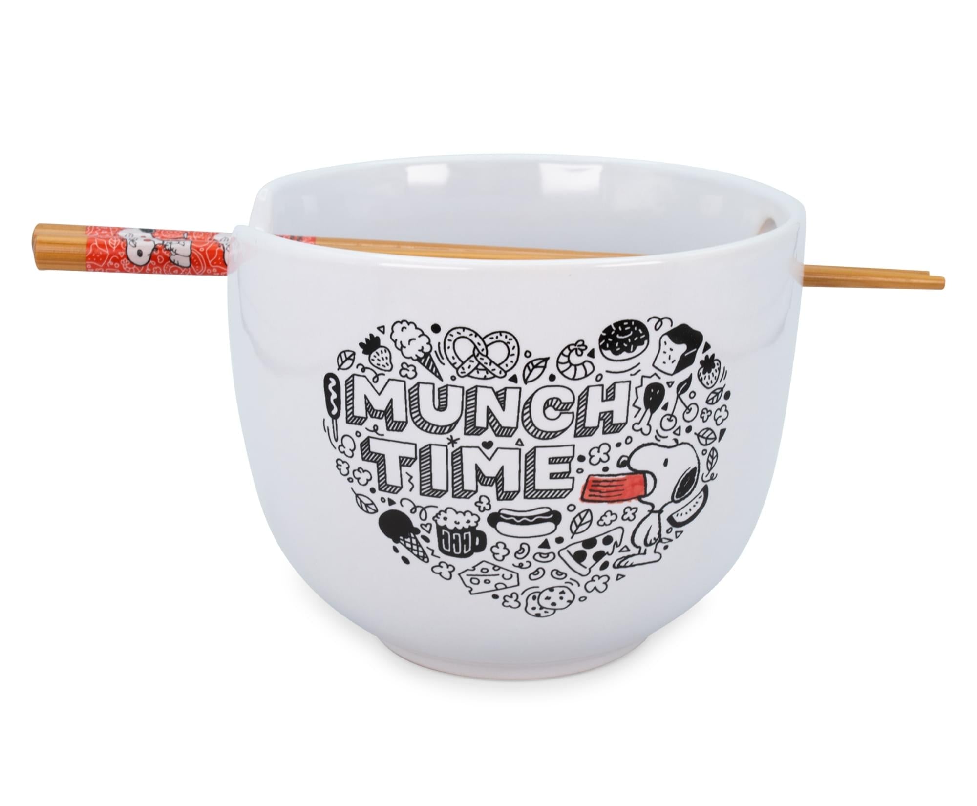 Peanuts "Munch Time" 20-Ounce Ceramic Ramen Bowl and Chopstick Set