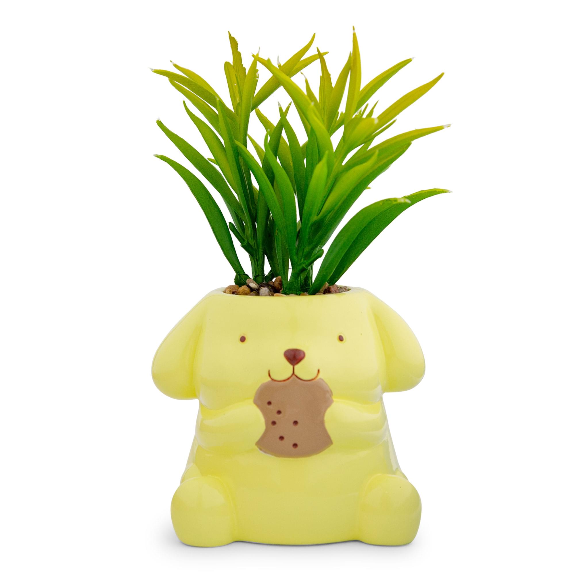 Sanrio Pompompurin 3" Ceramic Mini Planter With Artificial Succulent