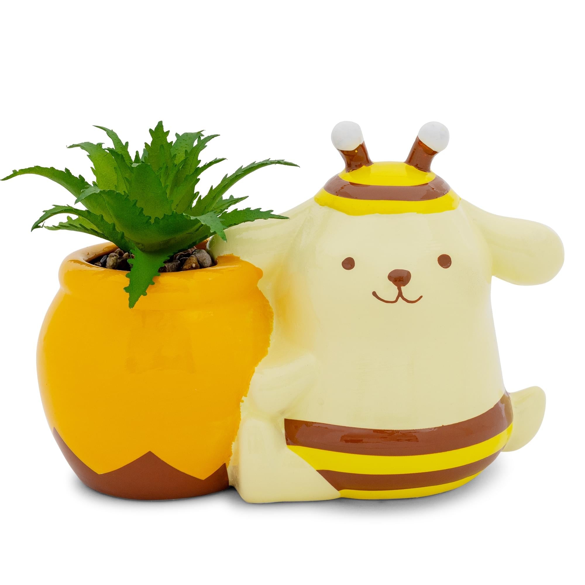 Sanrio Pompompurin Honey Pot Ceramic Mini Planter With Artificial Succulent