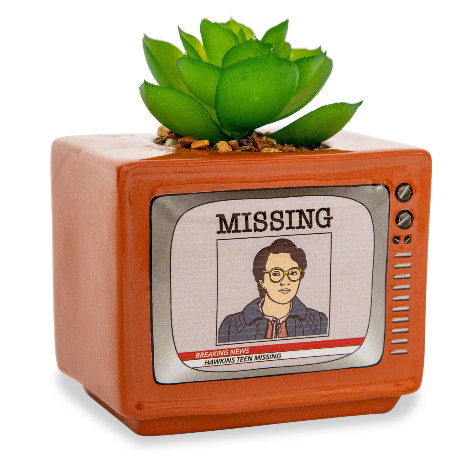 Stranger Things Missing Barb 4" Ceramic Mini Planter With Artificial Succulent
