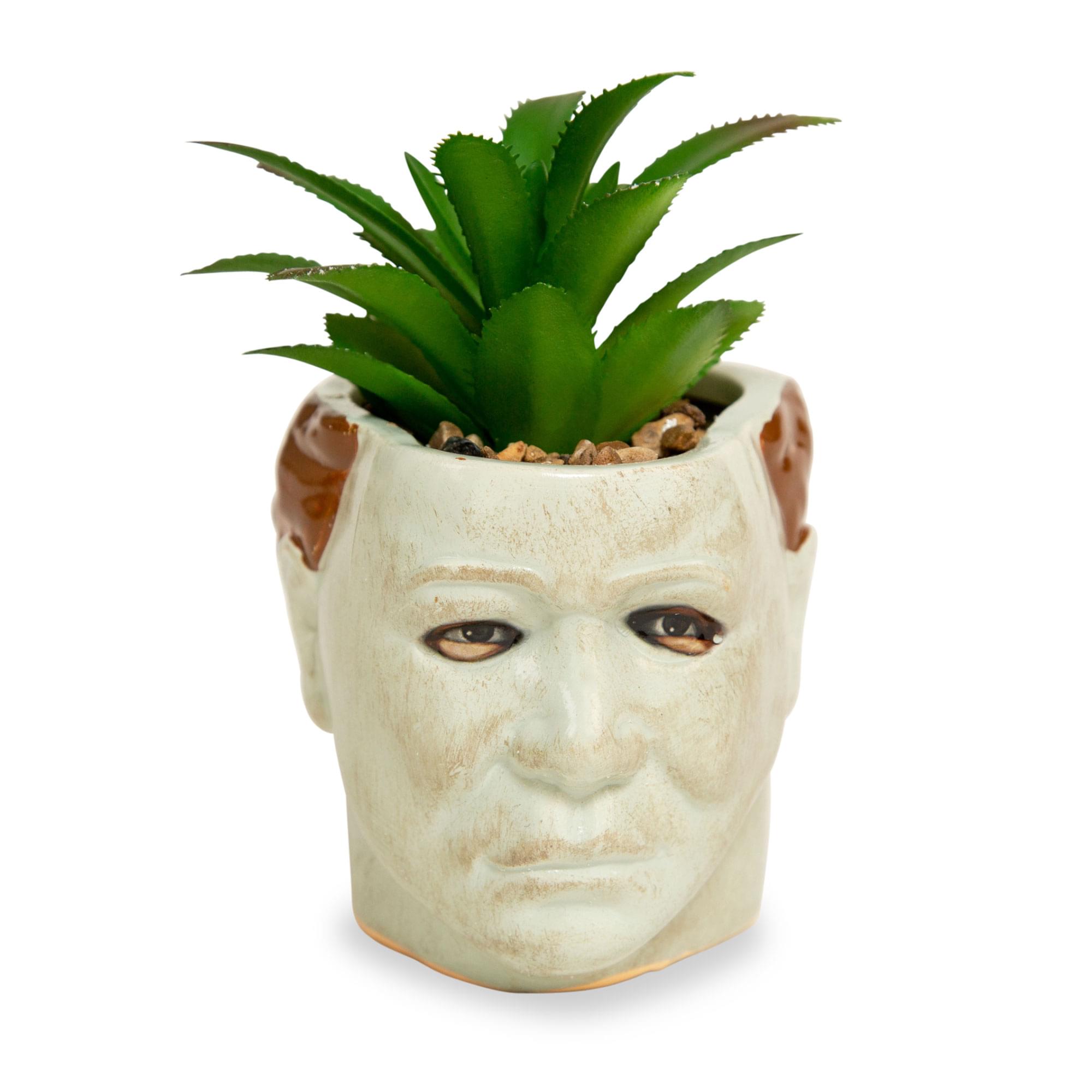 Halloween Michael Myers 3" Ceramic Mini Planter With Artificial Succulent