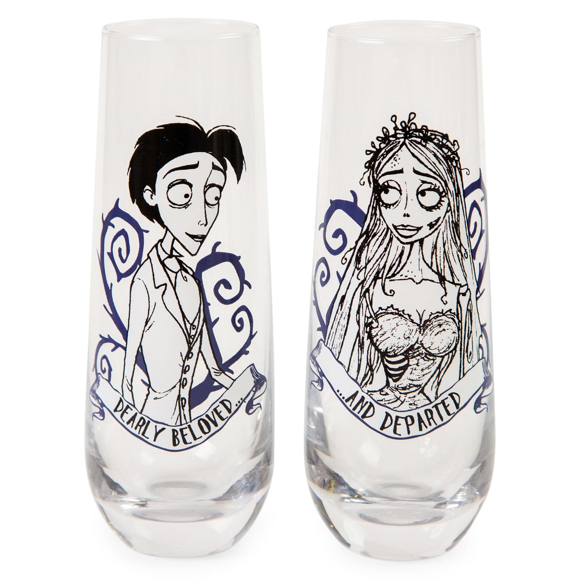 Tim Burton's Corpse Bride "Dearly Beloved" Stemless Fluted Glassware | Set of 2