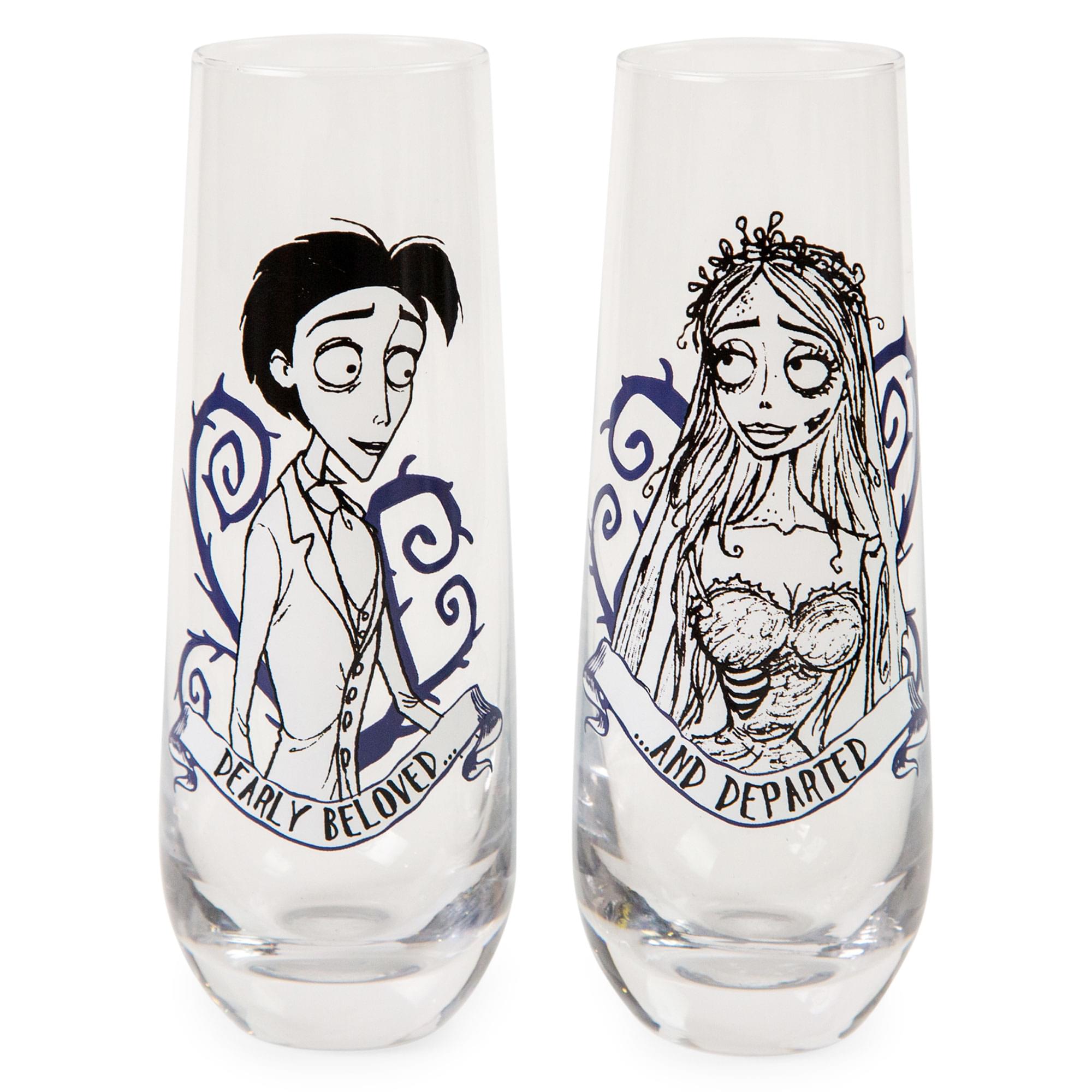 Tim Burton's Corpse Bride "Dearly Beloved" Stemless Fluted Glassware | Set of 2