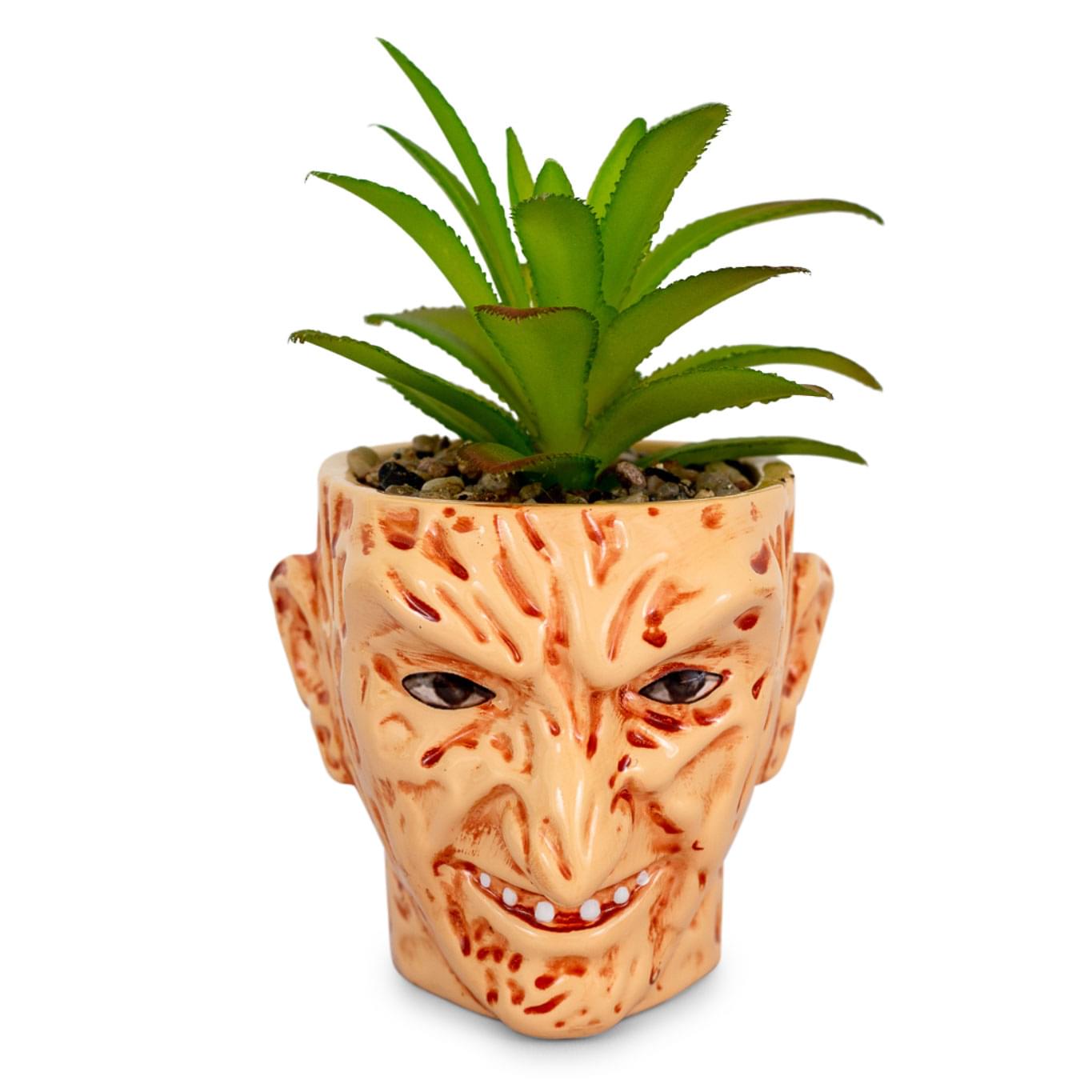 A Nightmare On Elm Street Freddy Krueger Ceramic Planter w- Artificial Succulent