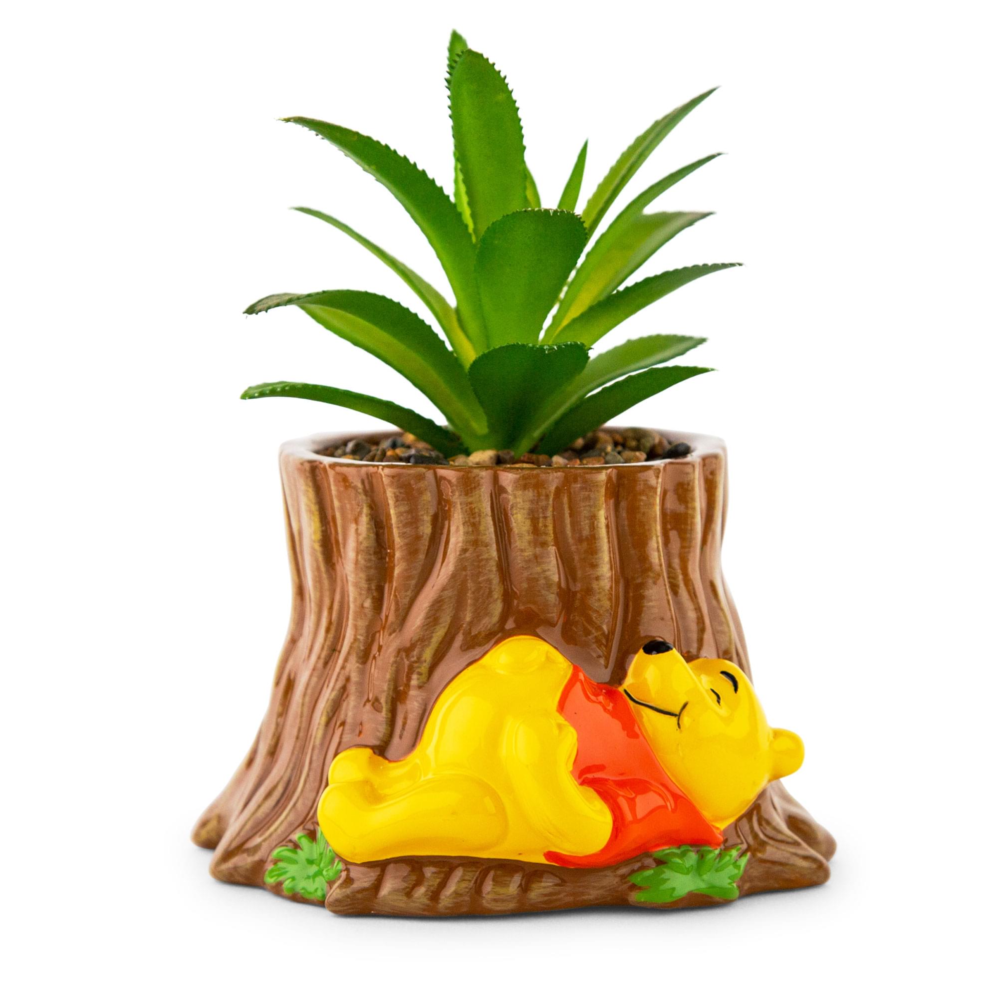 Disney Winnie the Pooh Tree Stump 5" Planter With Artificial Succulent