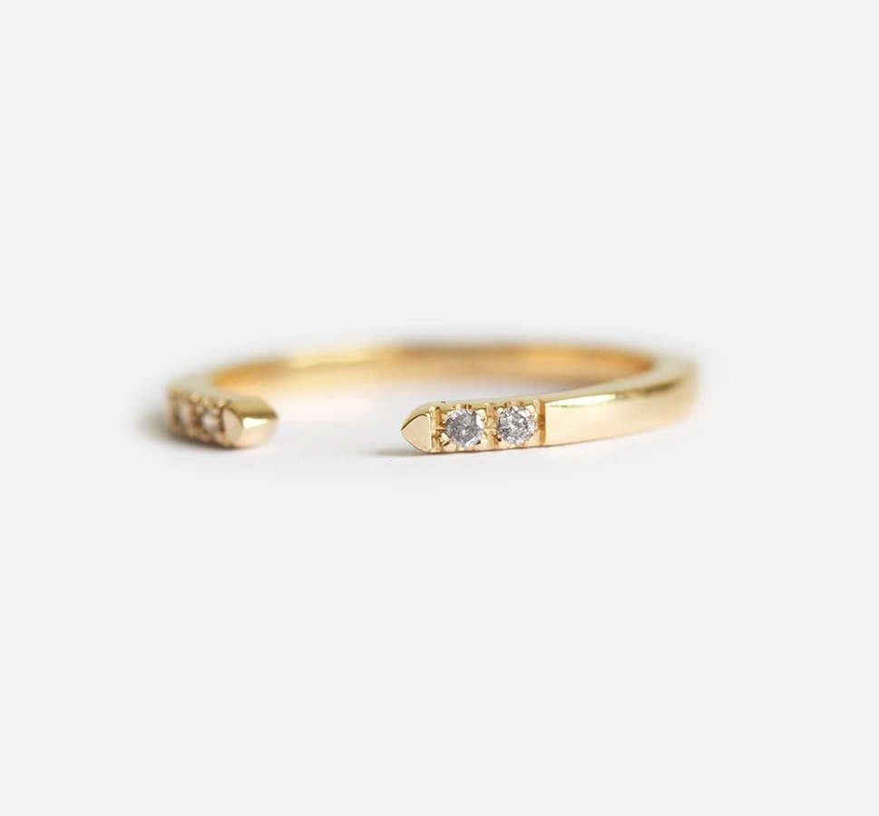 Salt & Pepper Diamond Ring, 14K Gold Pave Ring - 14k rose gold