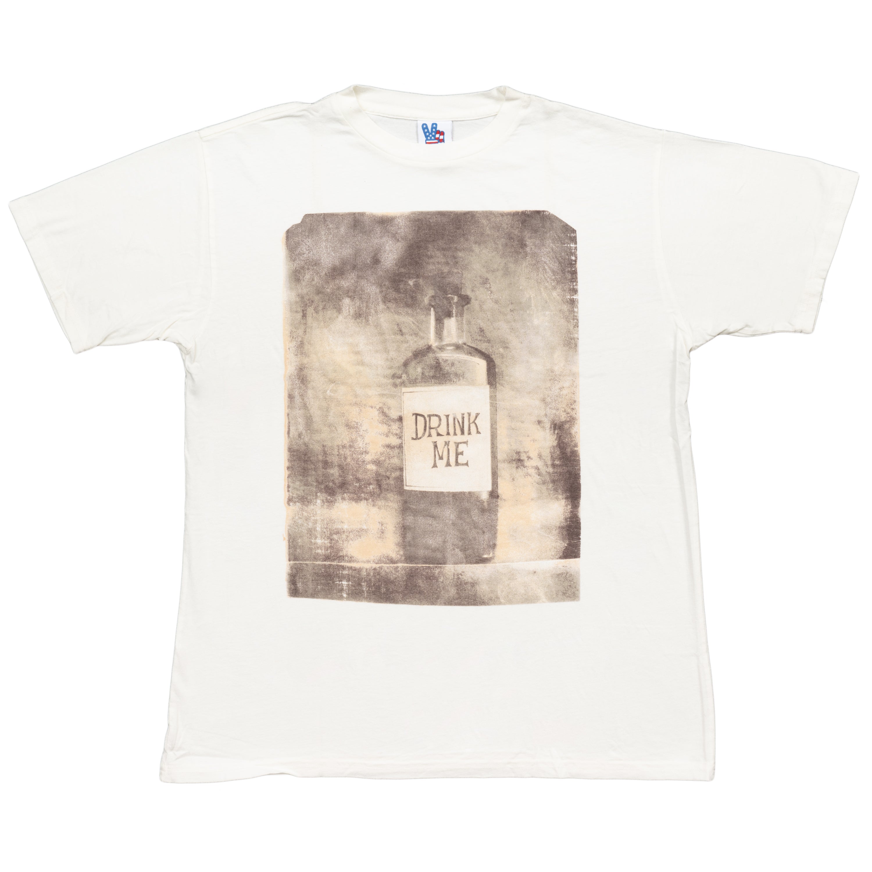 Drink Me Bottle Cream Adult T-shirt Tee - XL