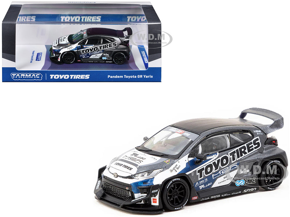 Toyota Pandem GR Yaris RHD (Right Hand Drive) "Toyo Tires" Gray Metallic with Graphics "Hobby64" Series 1-64 Diecast Model Car by Tarmac Works