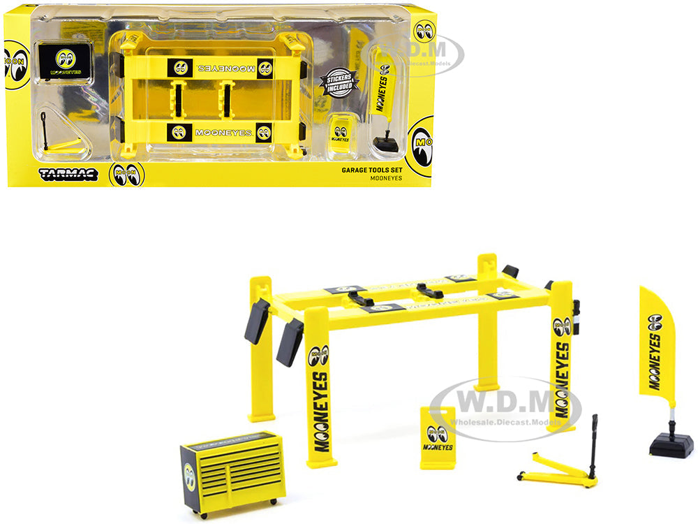 "Mooneyes" Garage Tools Set of 5 pieces with Stickers for 164 Model Cars by Tarmac Works