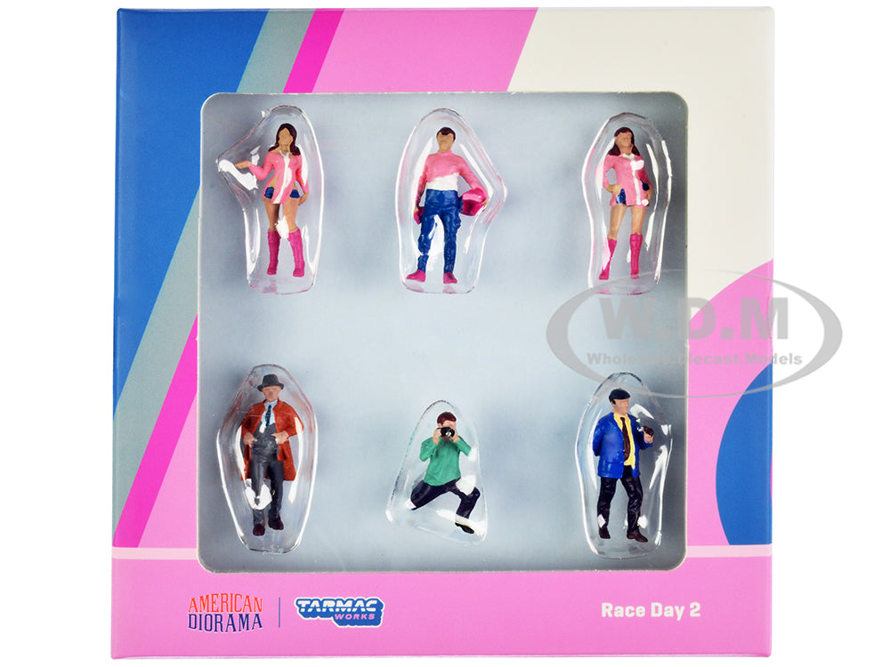 "Race Day 2" 6 piece Diecast Figure Set for 164 Scale Models by Tarmac Works &amp; American Diorama