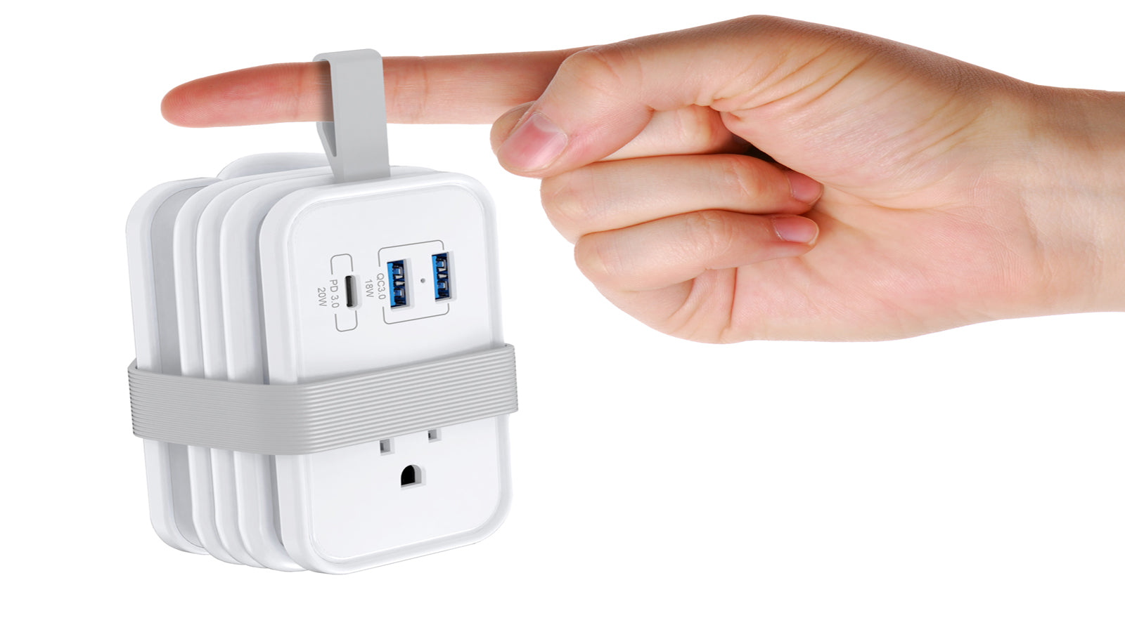 Uncaged Ergonomics Portable Travel Power Strip: 6 Outlets White