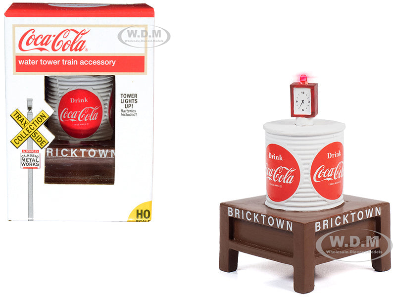 "Coca-Cola" Water Tower with Light "Bricktown" for 187 (HO) Scale Models by Classic Metal Works