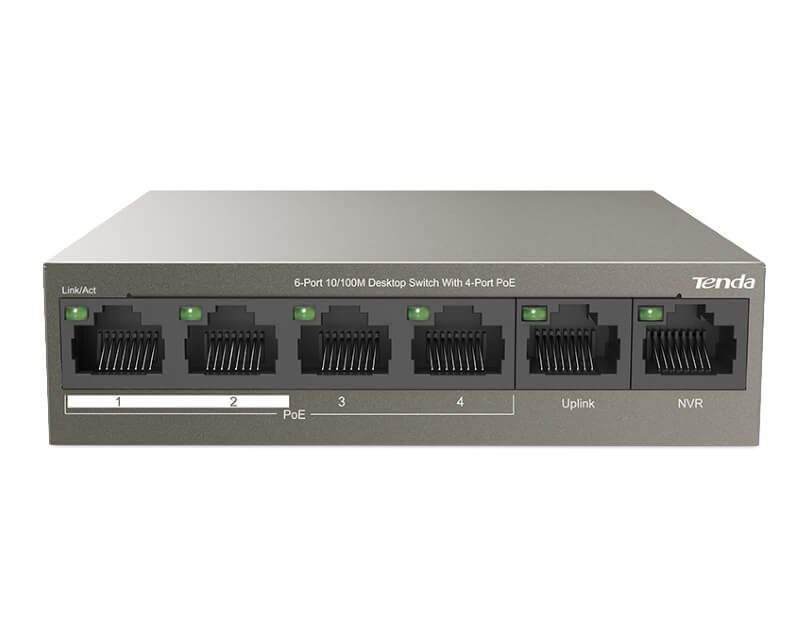 TENDA TEF1106P-4-63W 6-Port 10-100M Desktop Switch with 4-Port PoE