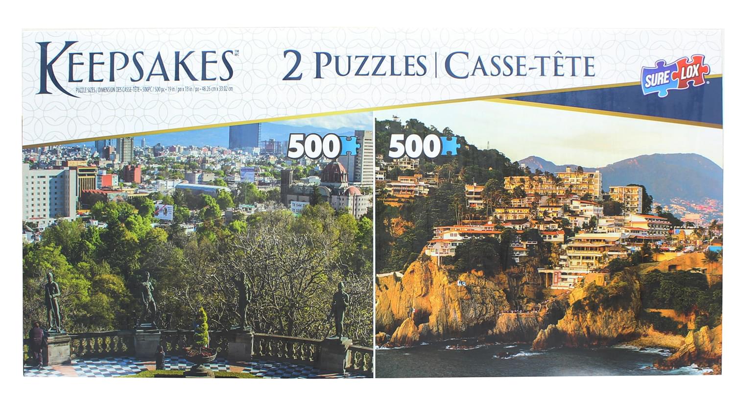 Set of 2 Keepsakes 500 Piece Jigsaw Puzzles | Mexico City - Acapulco
