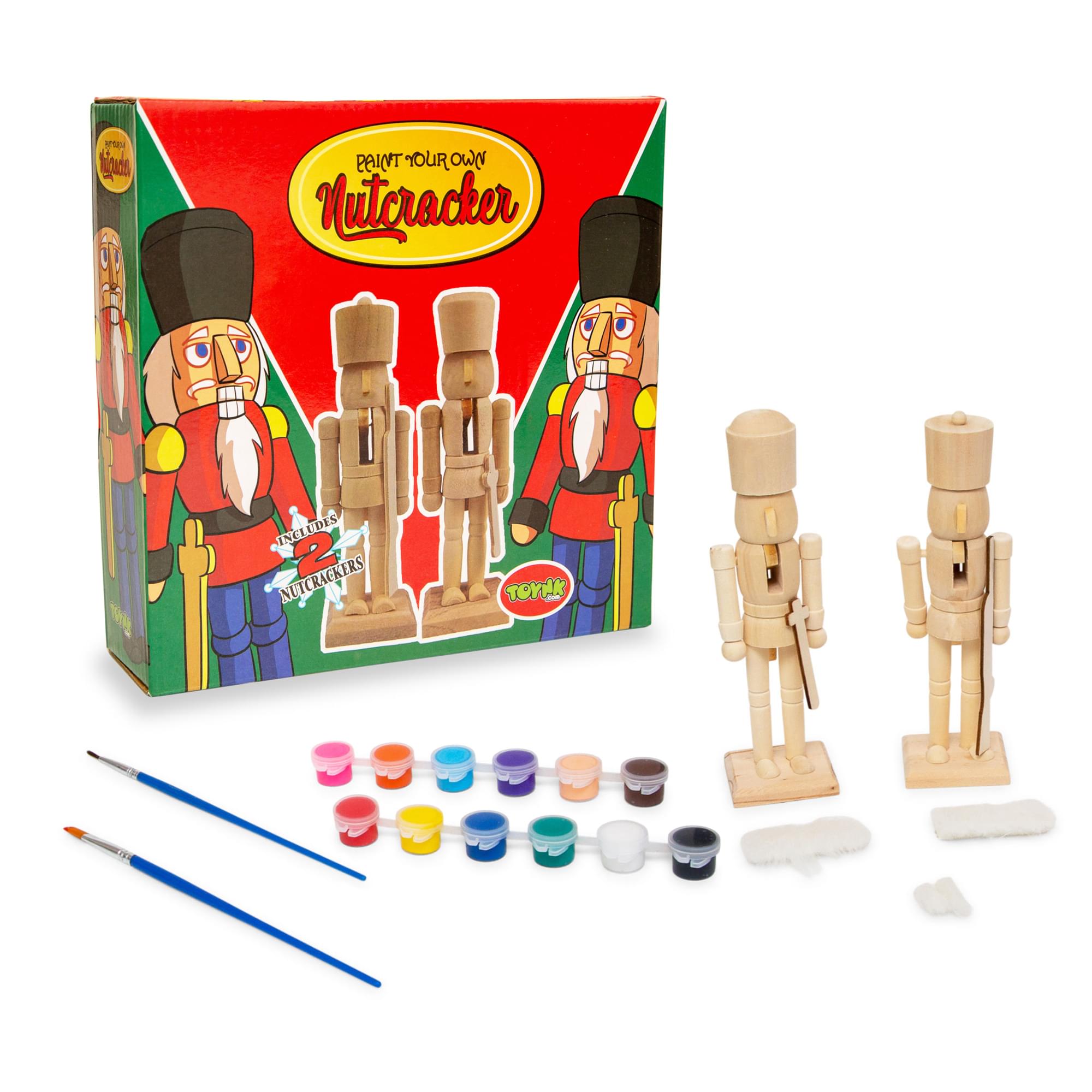 Paint Your Own 7" Wooden Nutcracker Figure Craft Kit | Set of 2