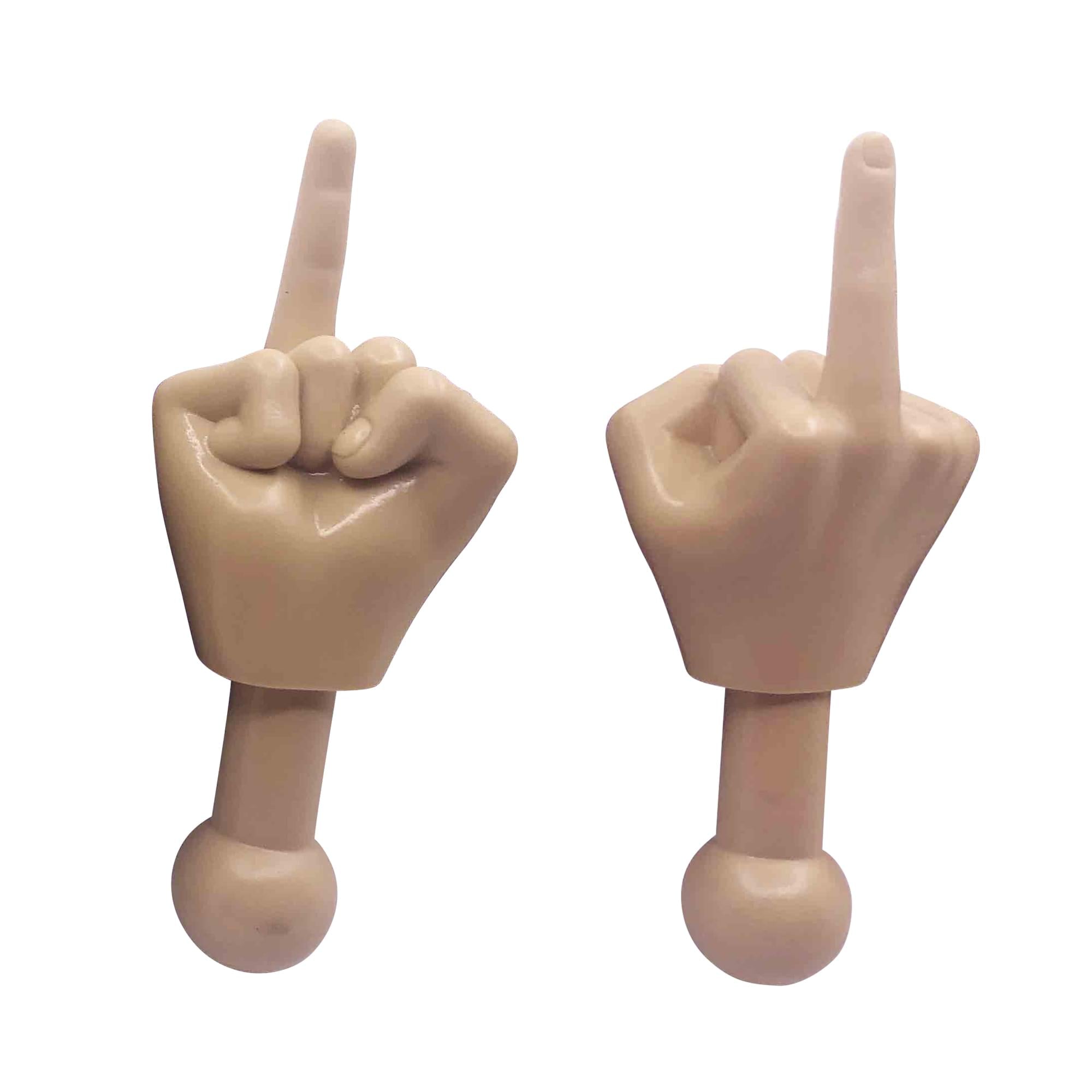 Tiny Hands 4.5" Novelty Toys | Two Middle Finger Hands, Beige
