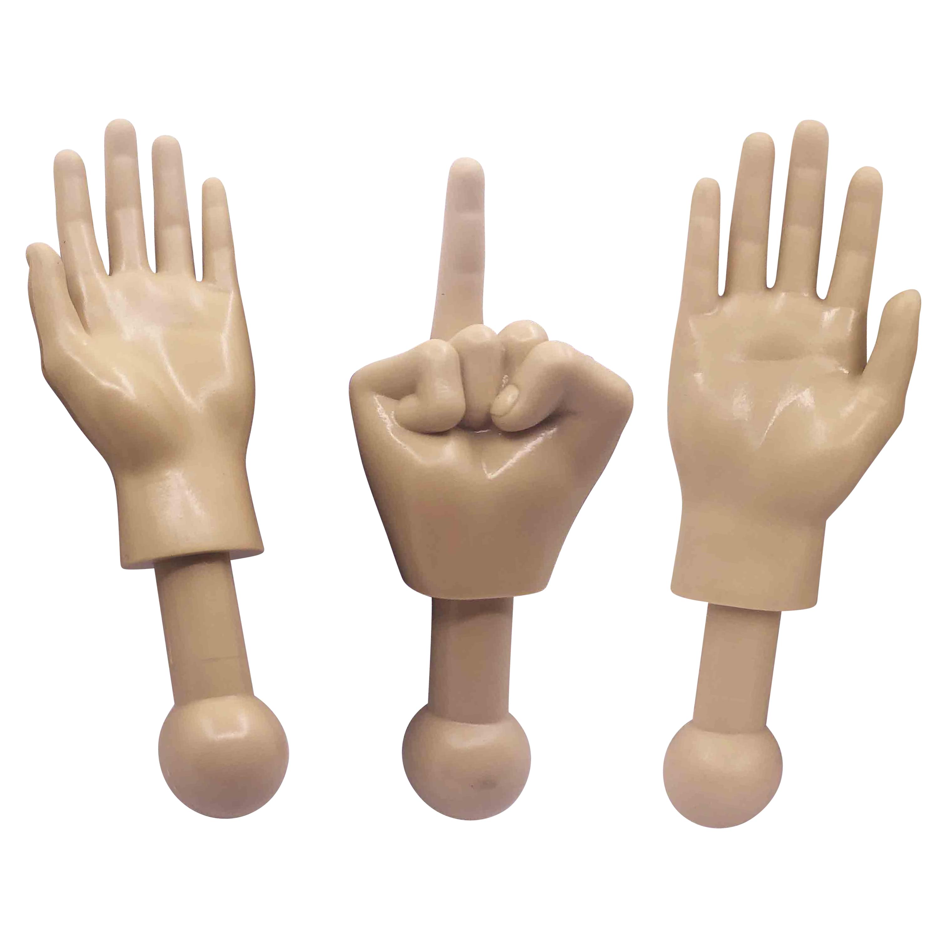 Tiny Hands 4.5" Novelty Toys | Left and Right + Middle Finger Hand, Beige