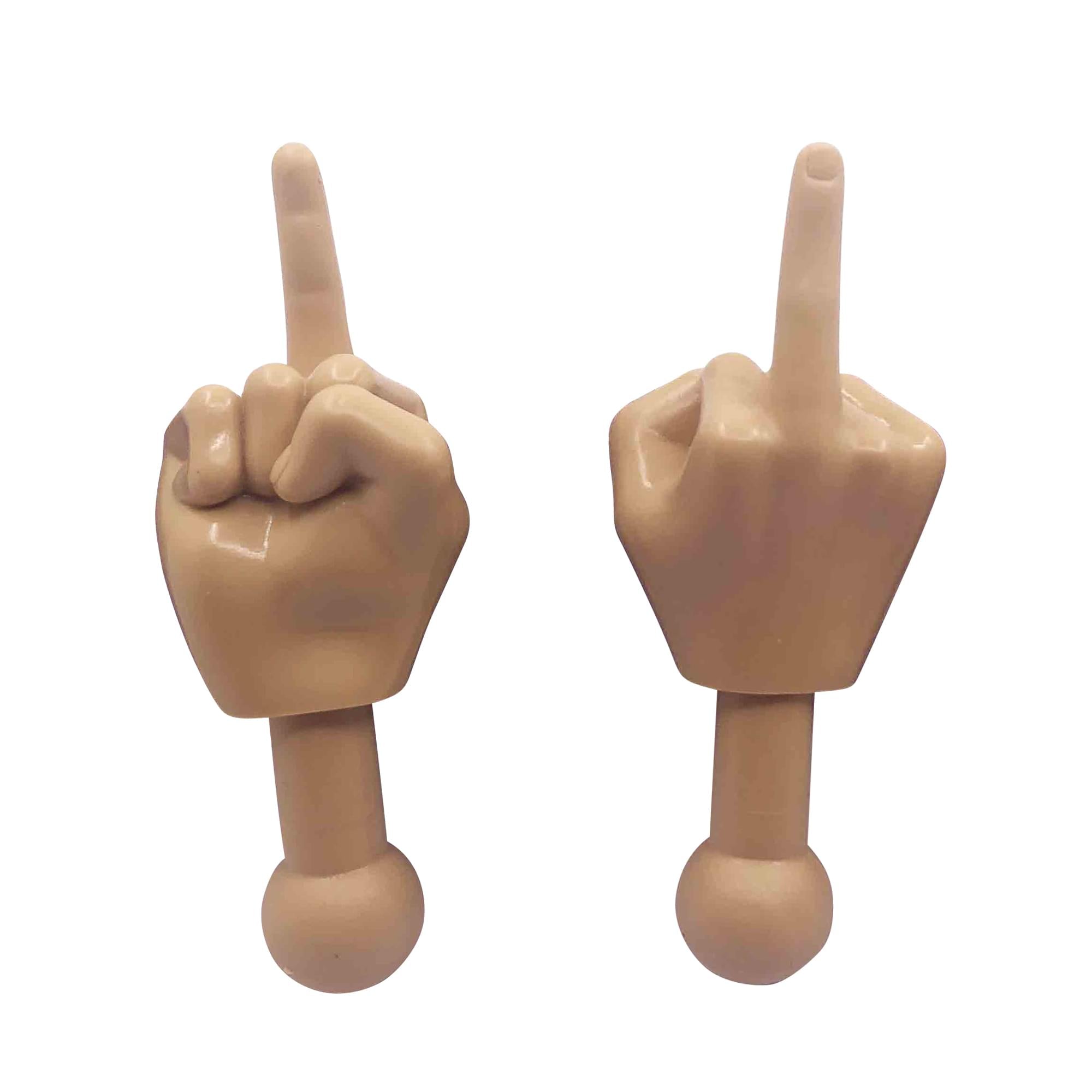 Tiny Hands 4.5" Novelty Toys | Two Middle Finger Hands, Tan