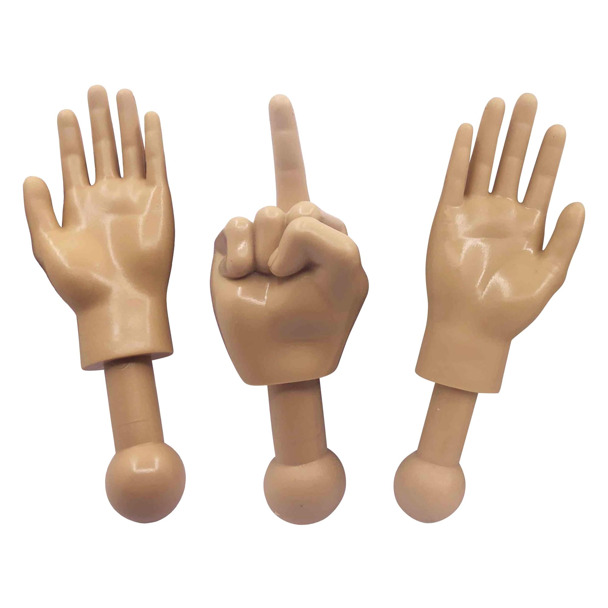 Tiny Hands 4.5" Novelty Toys | Left and Right + Middle Finger Hand, Tan