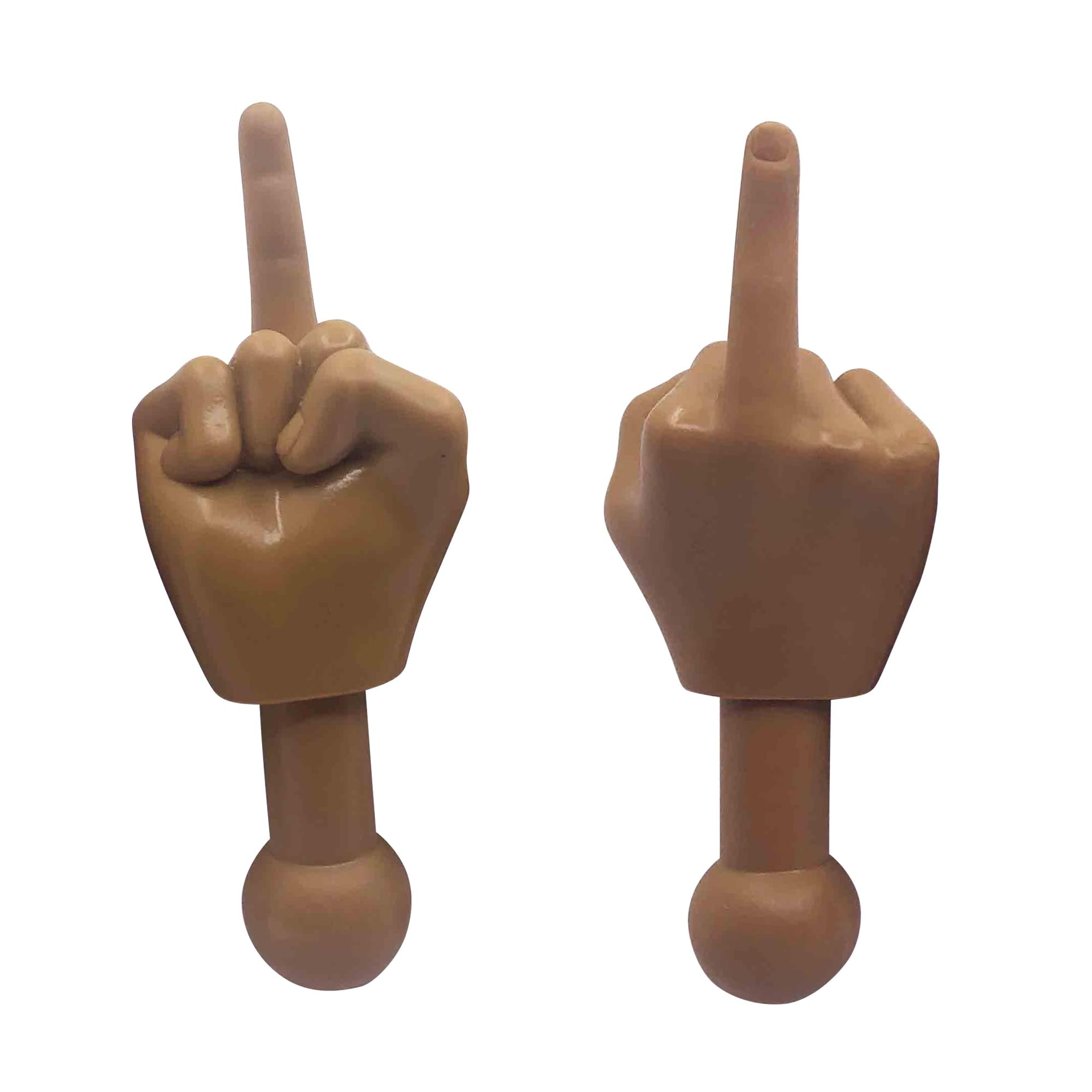 Tiny Hands 4.5" Novelty Toys | Two Middle Finger Hands, Deep Brown
