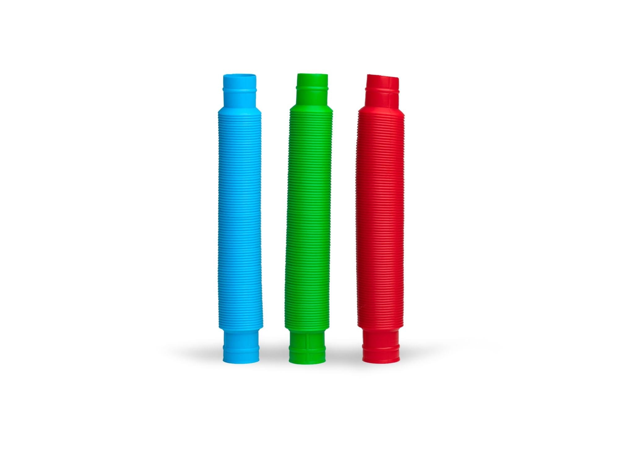 Plastic Sensory Pop Tube Fidget Toys | Set of 3 | Blue, Red, Green