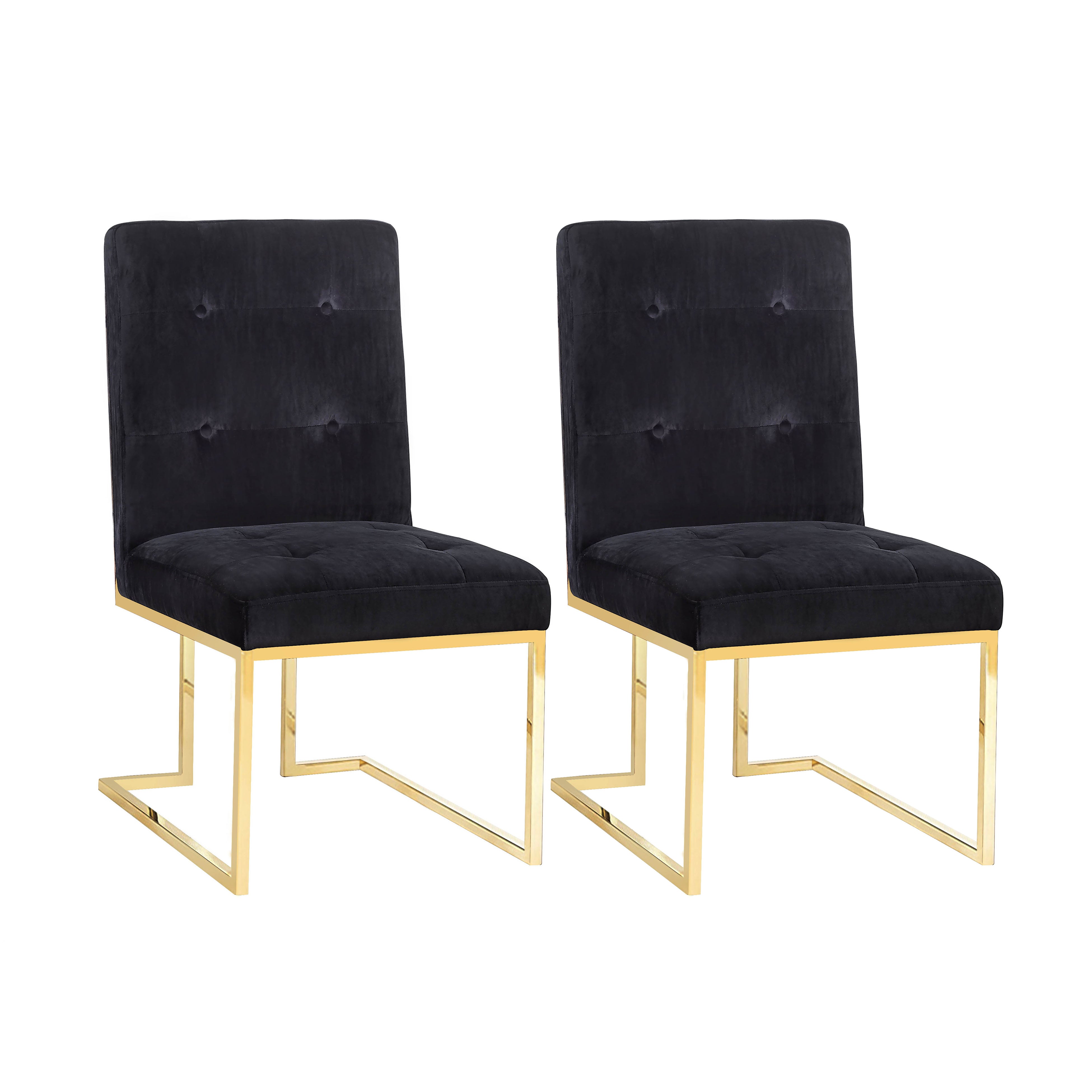 Akiko Black Velvet Chair - Set of 2