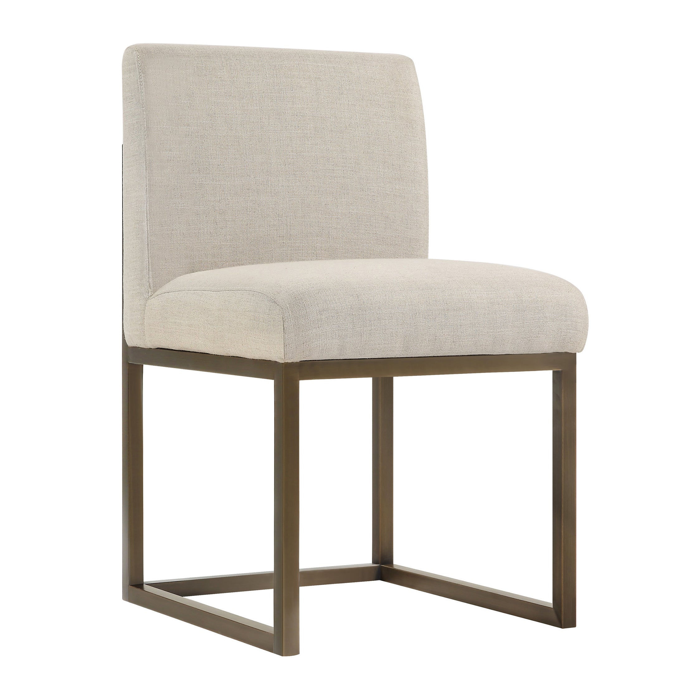 Haute Beige Linen Chair in Brass