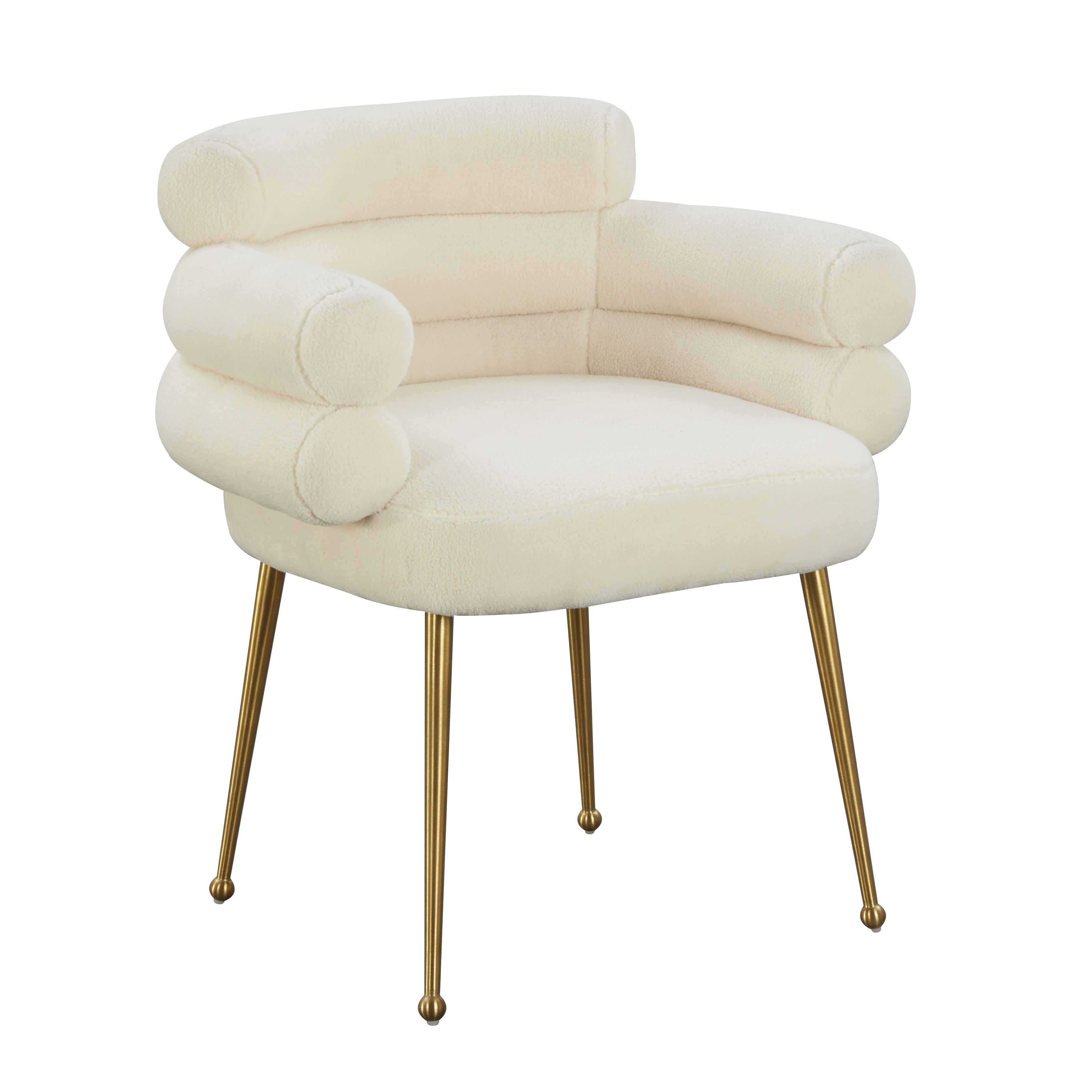 Dente Cream Faux Sheepskin Dining Chair by Inspire Me! Home Decor