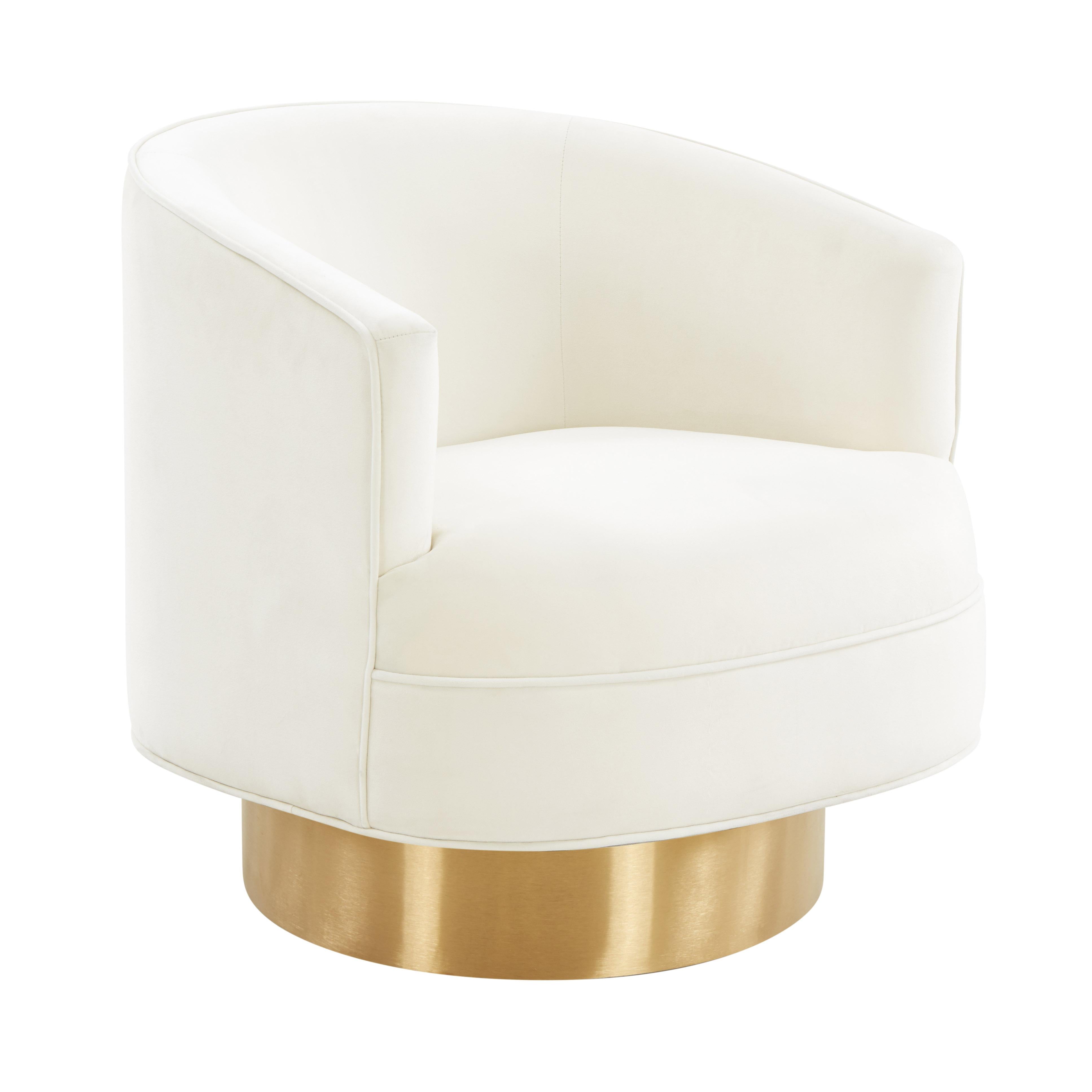 Stella Cream Velvet Swivel Chair by Inspire Me! Home Decor