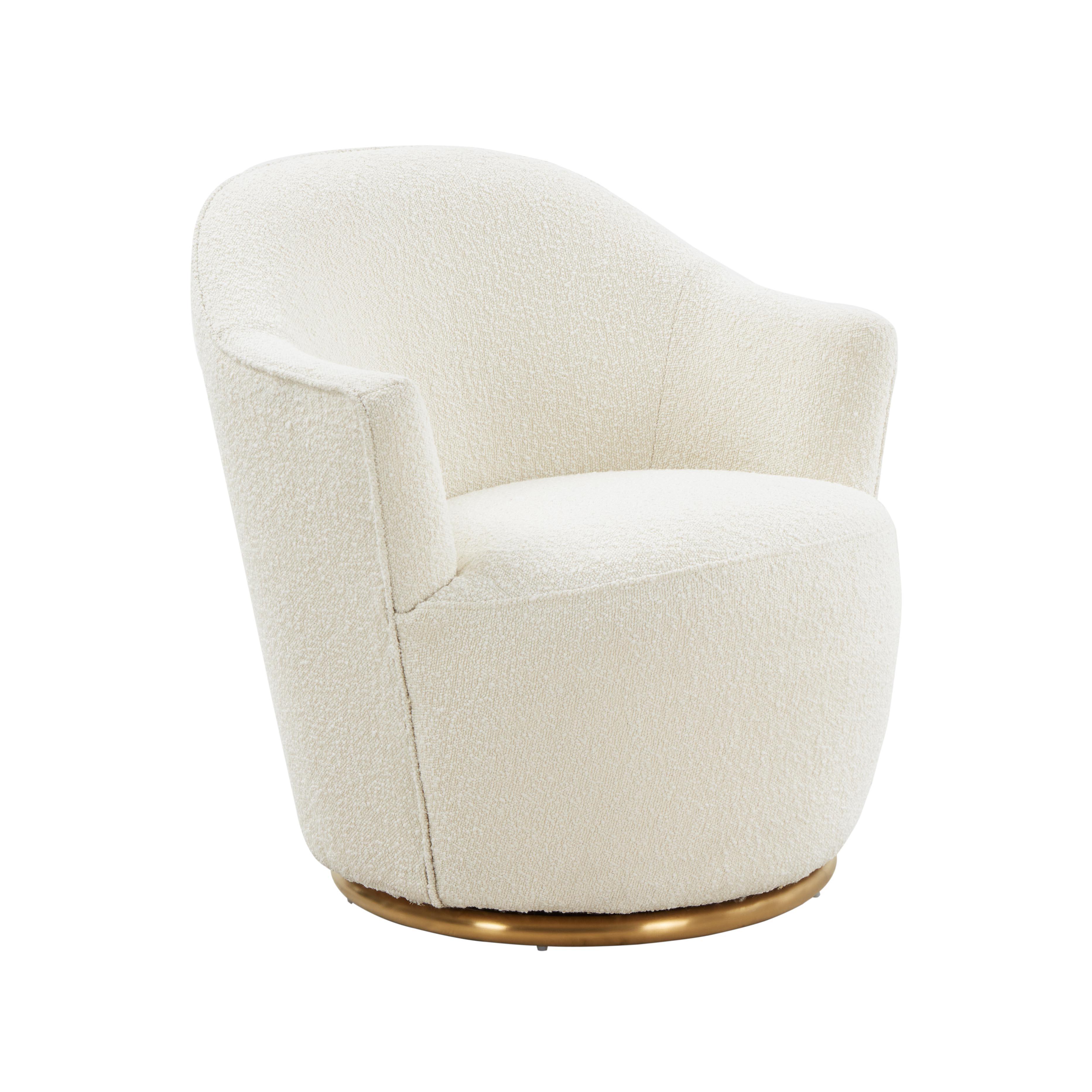 Skyla Cream Boucle Swivel Chair