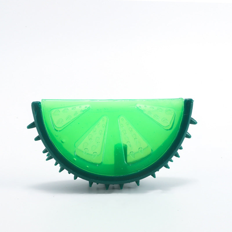 Teething Rubber Water-filled Frozen Fruit Shape Dog Toy, Green