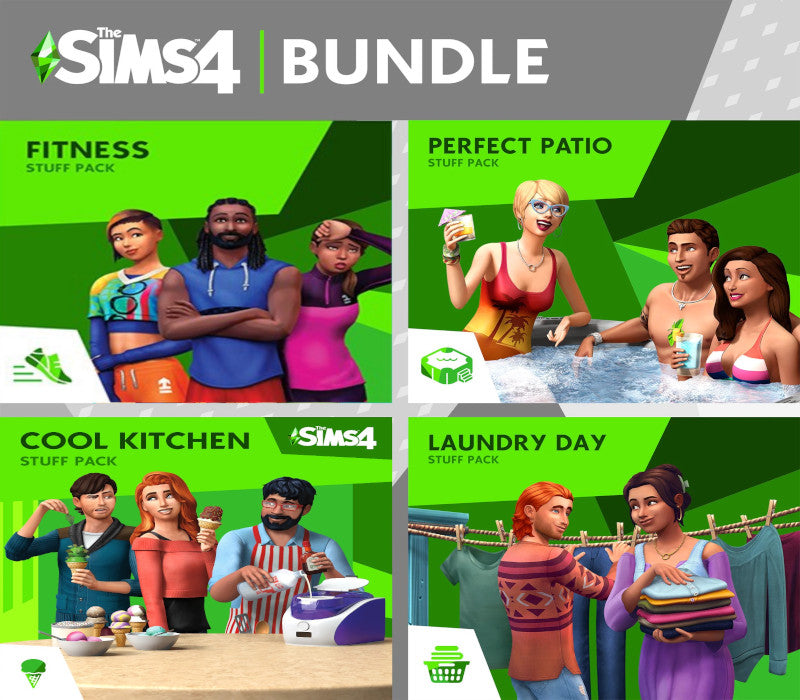 The Sims 4 - Fitness + Cool Kitchen + Laundry Day + Perfect Patio Stuff DLC Bundle PC EA App CD Key